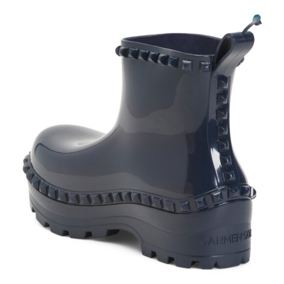 NEW CARMEN SOL Graziano Jelly Studded Boots IN navy for women 1025 10t5 - Picture 4 of 6